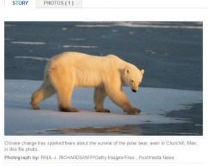 The "man-made global warming"-advocating photo of ubiquitous BS accompanies their "news report."