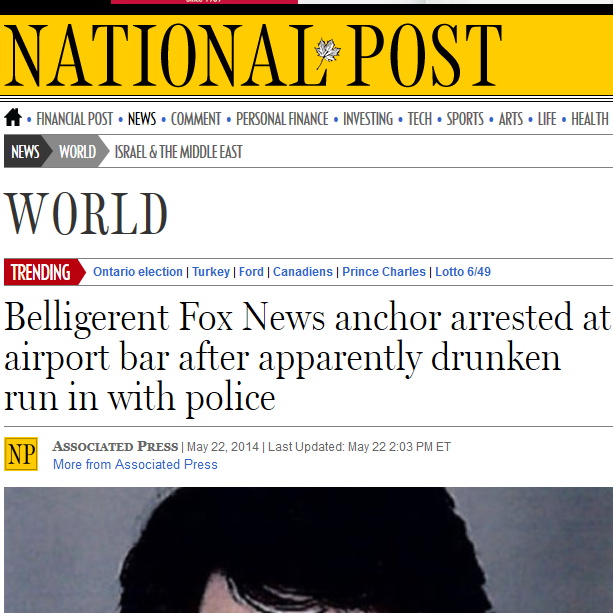 Belligerent Fox News anchor arrested at airport bar after apparently drunken run in with police