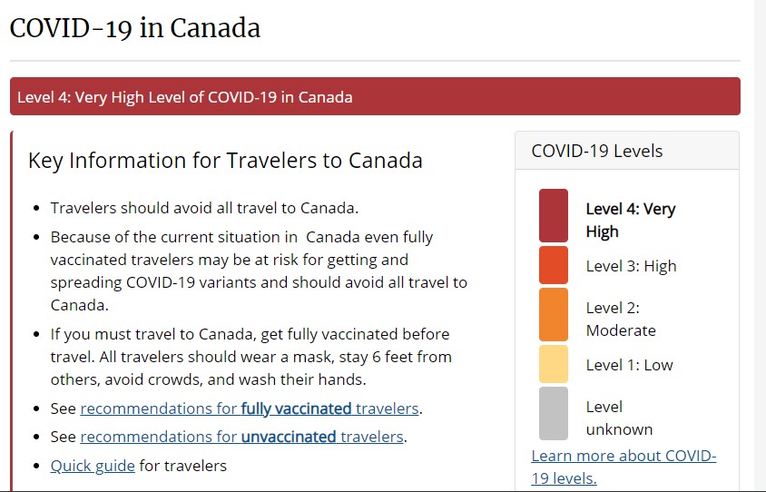 france travel warning canada